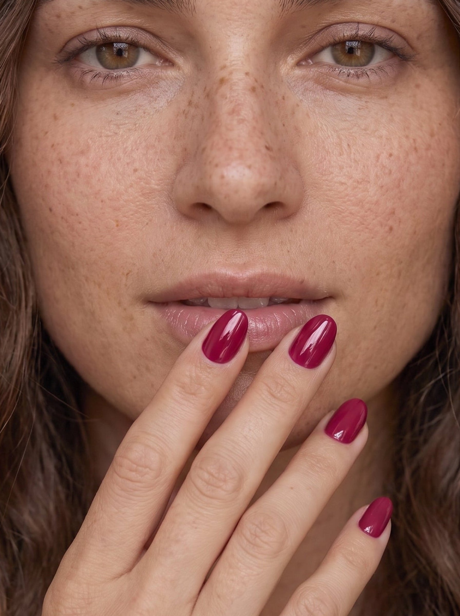 Berry Red Short Oval Soft Gel Press-On Nails, Jollè Starter Set